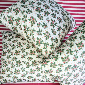 Christmas Cushion Cover In Holly And Star Print