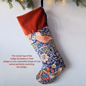 Christmas Stocking In William Morris  - Strawberry Thief Indigo