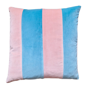 Striped Velvet Cushion cover In Topaz And Shell Pink - 18inch