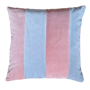 Striped Velvet Cushion cover In Rose Quartz and Grey - 18 inch 