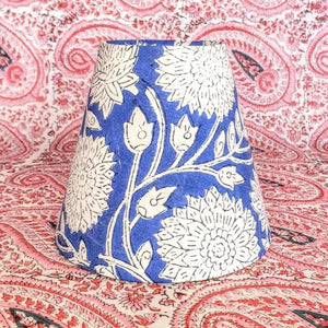 Indian Block Print Candle Shade - Blue