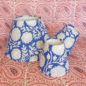 Indian Block Print Candle Shade - Blue