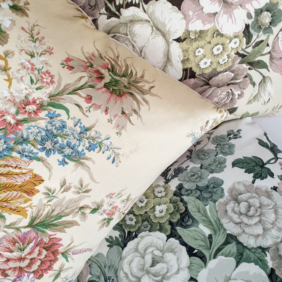 Vintage Floral Cushion Cover In Cream Muted Sanderson Florals