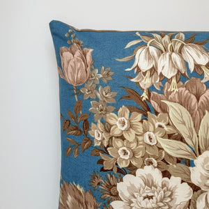 Vintage Floral Cushion In Blue And Cream Sanderson 'Symphony' Design