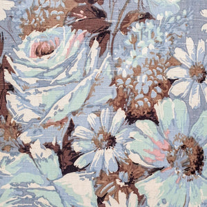 Vintage Floral Fabric Cushion In Blue Painterly Florals