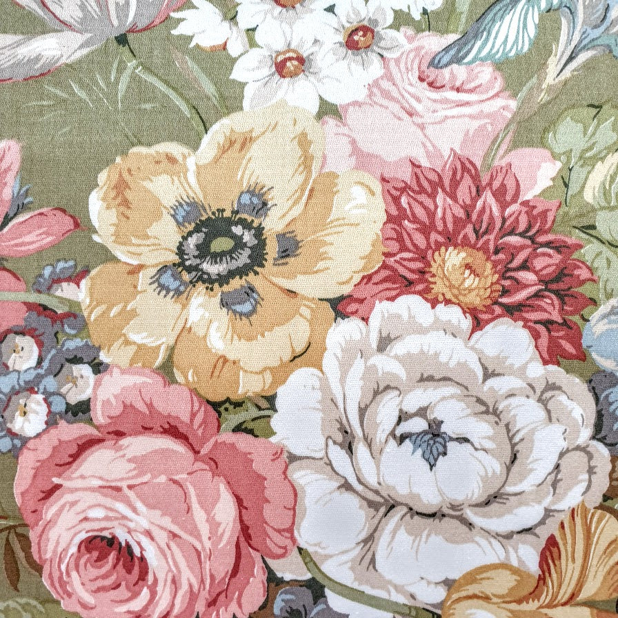 Vintage Floral Cushion In Pale Green Vintage Floral Sanderson