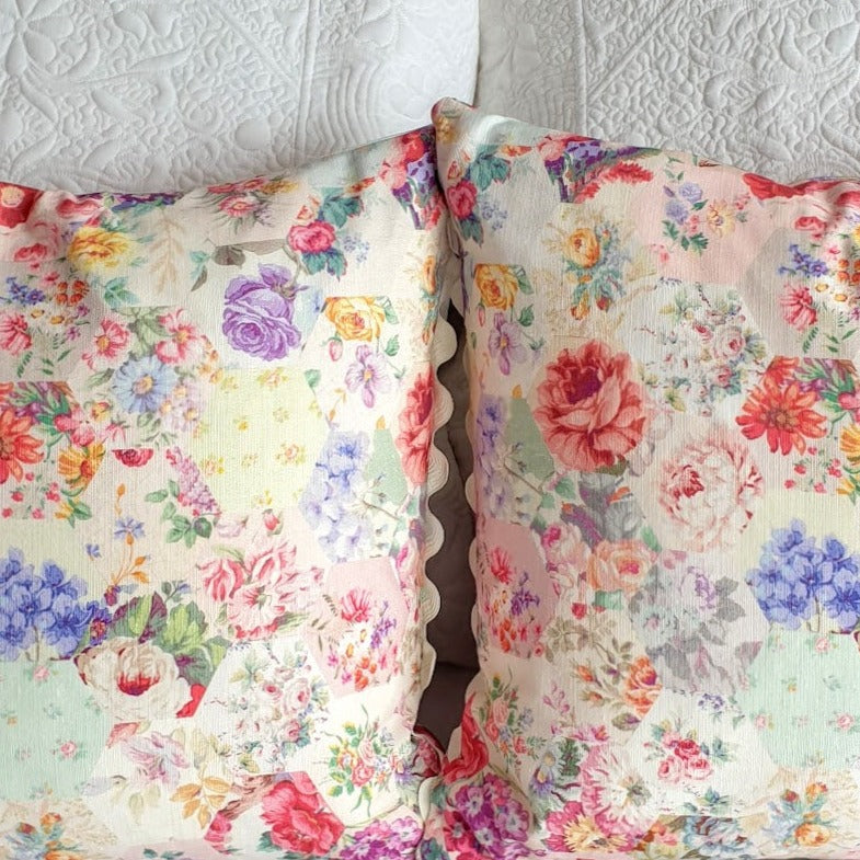 Patchwork Garden Vintage Style Floral 18 inch cushion cover