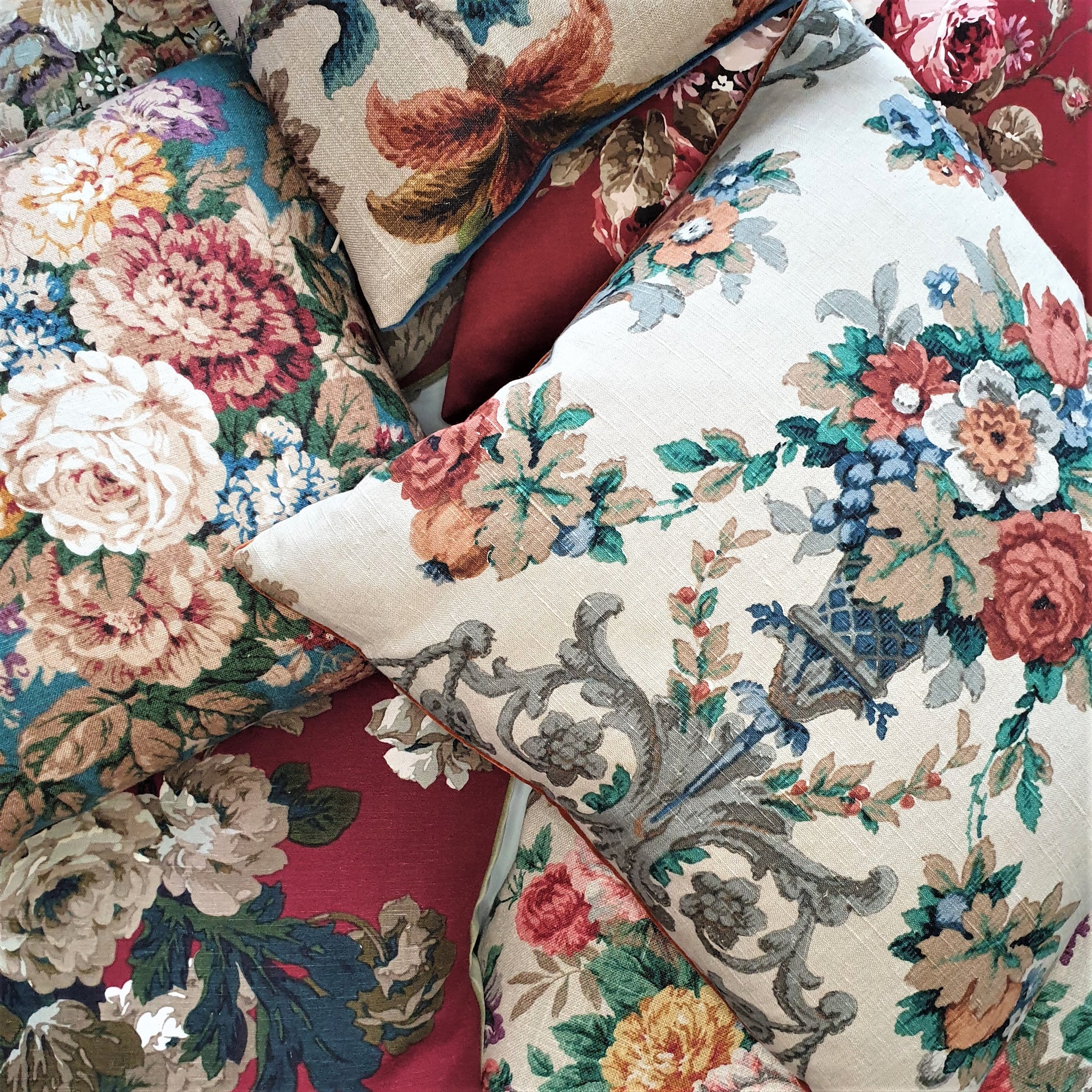 vintage floral cushions by phillips and cheers