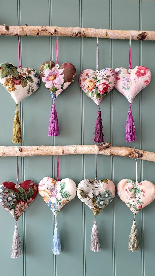 Lavender Vintage Floral Tassel heart 