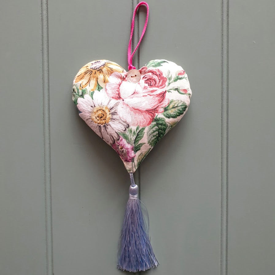 Lavender Vintage Floral Tassel heart