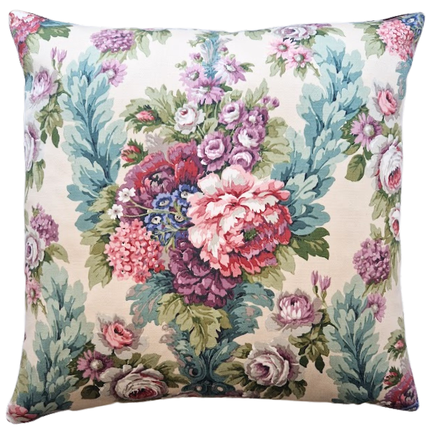 Vintage Floral Cushion Cover In Sanderson Jewel Coloured Sateen Florals