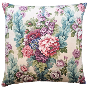 Vintage Floral Cushion Cover In Sanderson Jewel Coloured Sateen Florals