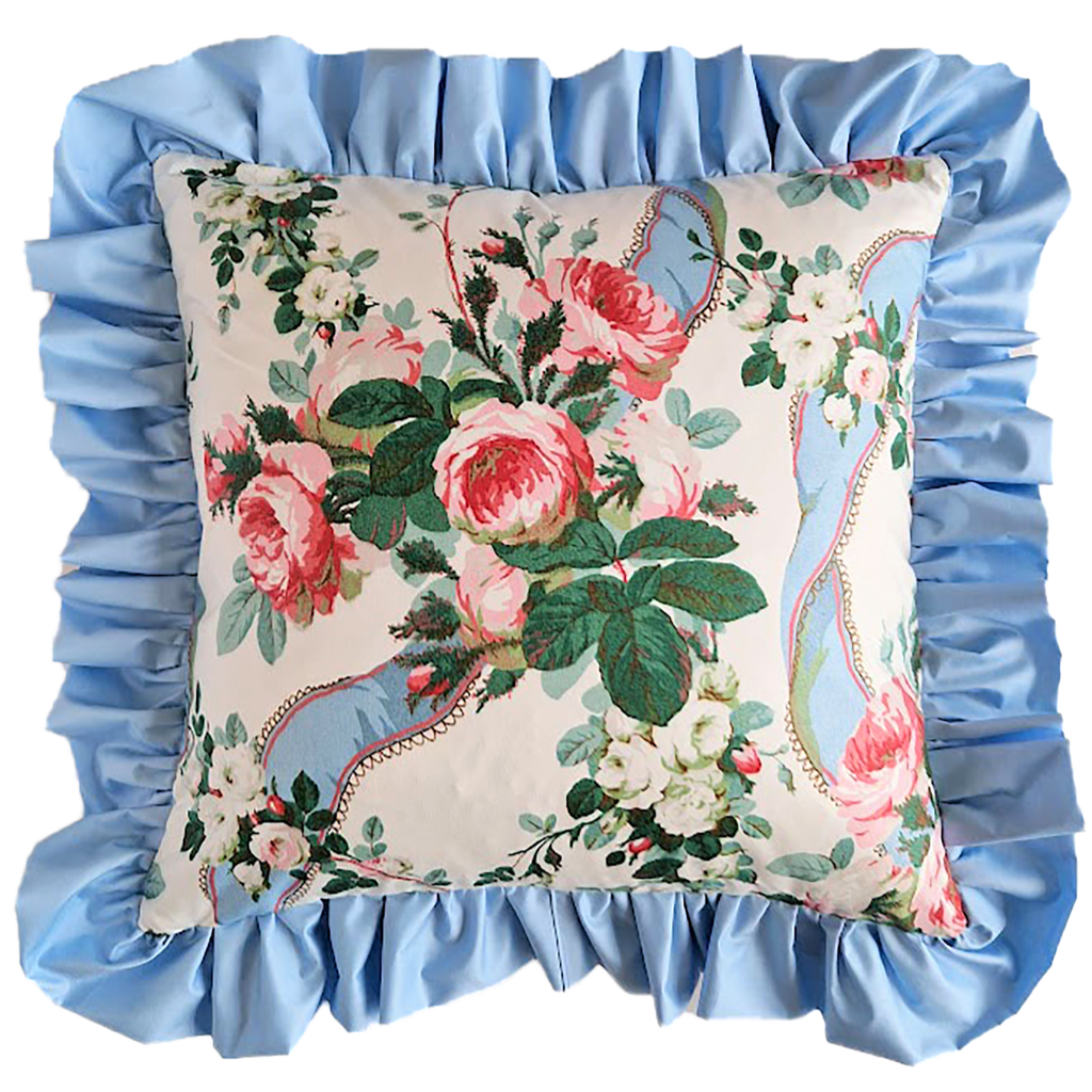 Lee Jofa Rosebank Glazed Chintz Ruffle Cushion Cover