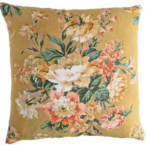 Vintage Floral Cushion Cover In Light Mustard Painterly Florals by Sanderson