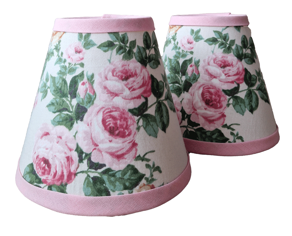 Candle Shade In Vintage Pink Rose Print Sateen