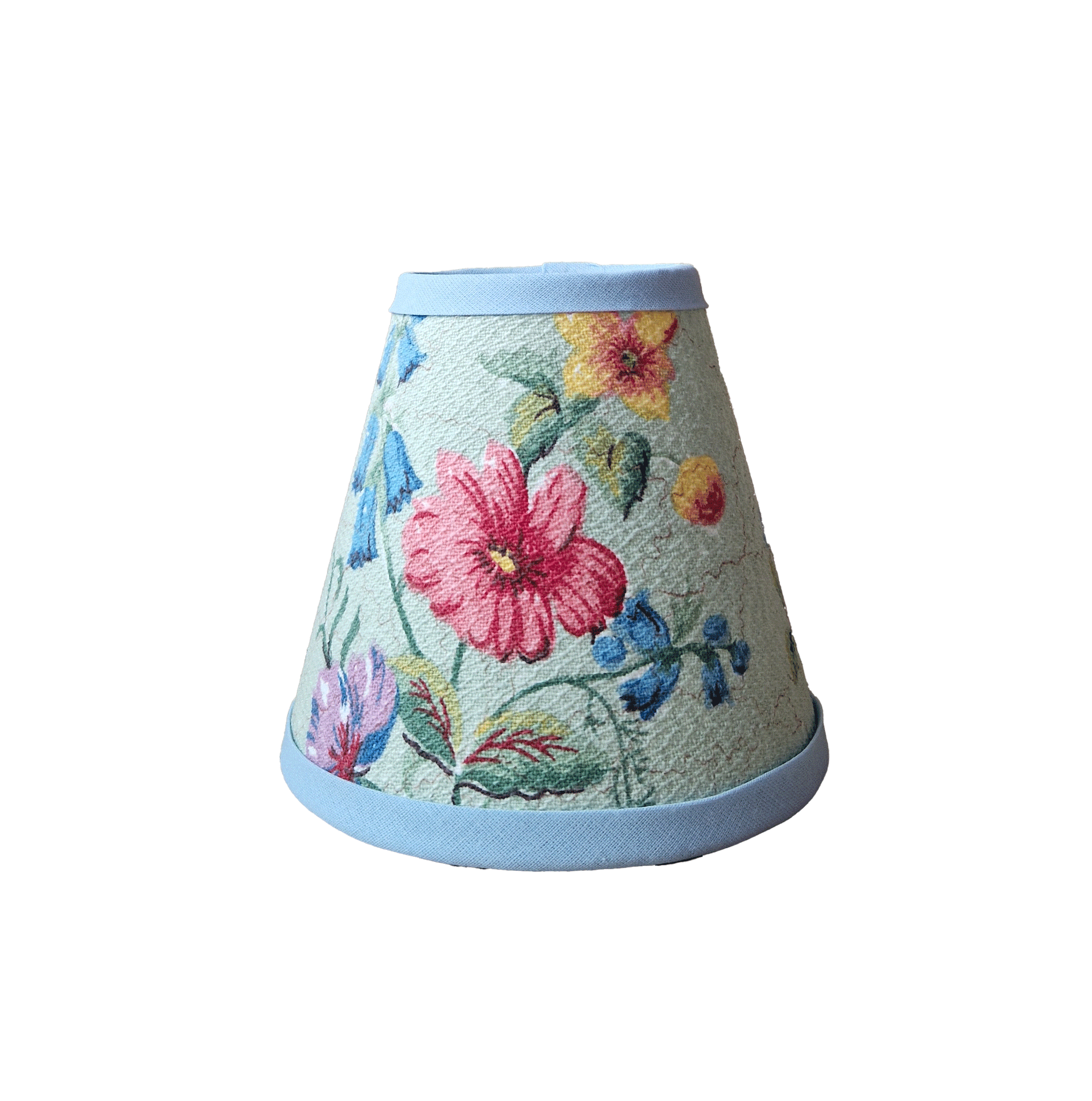 Candle Shade In Vintage Bluebell Bark Cloth