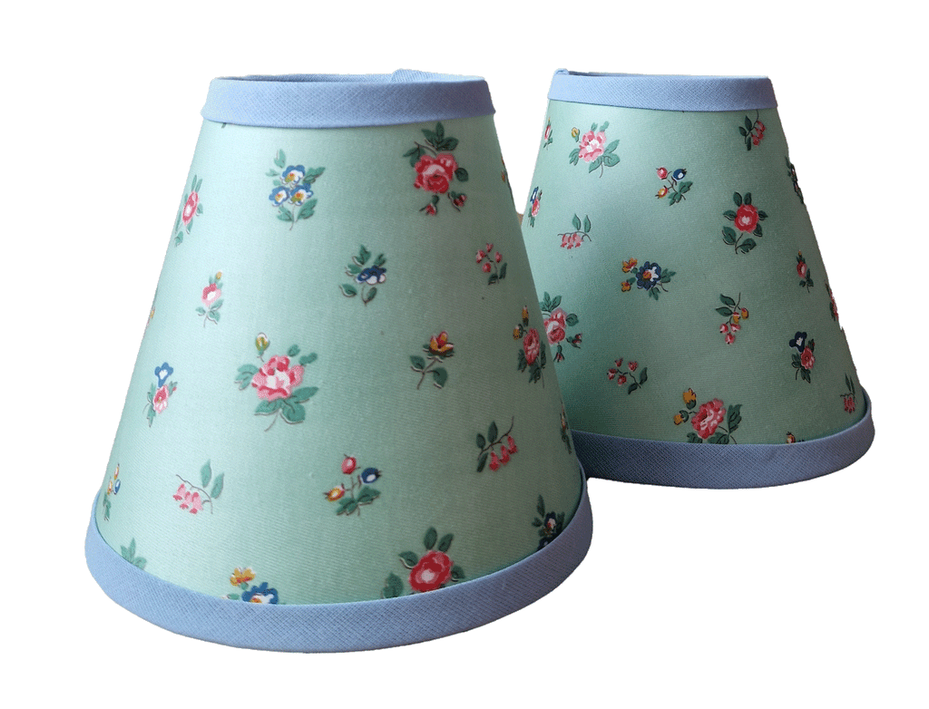 Candle Shade In Vintage Pale Green Ditsy Sateen