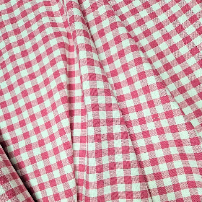 Gingham Fabric - Cherry Pink