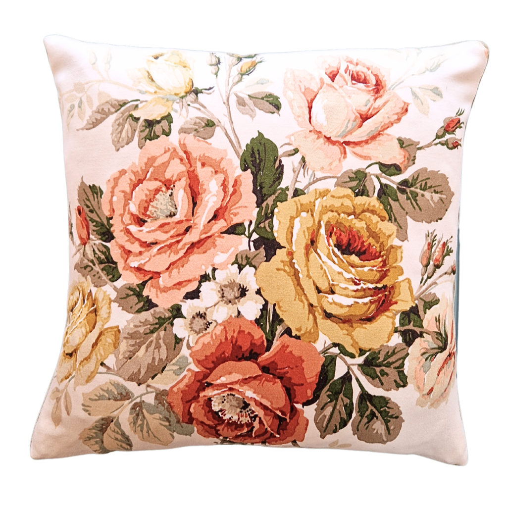 Vintage Floral Cushion Cover  In Sanderson Cream Floral Sateen - 16 inch