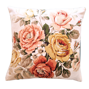 Vintage Floral Cushion Cover  In Sanderson Cream Floral Sateen - 16 inch