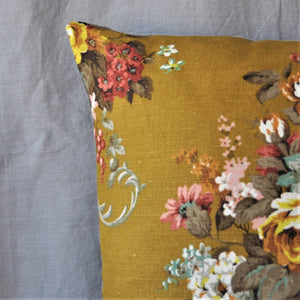 Vintage Chartreuse Floral Bouquet Cushion