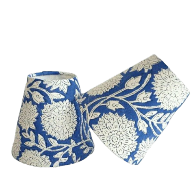 Indian Block Print Candle Shade - Blue