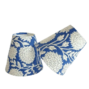 Indian Block Print Candle Shade - Blue