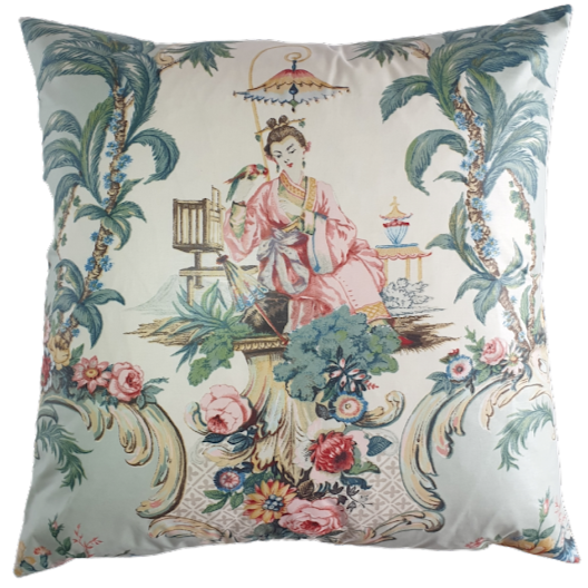 Cushion Cover In Jean Monro Glazed Chintz 'Geisha' - Imperfect - 20 inch