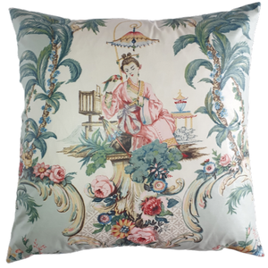 Cushion Cover In Jean Monro Glazed Chintz 'Geisha' - Imperfect - 20 inch