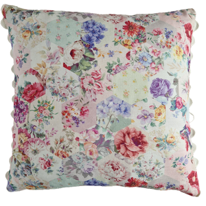 Patchwork Garden Vintage Style Floral 18 inch cushion cover Cream Trim