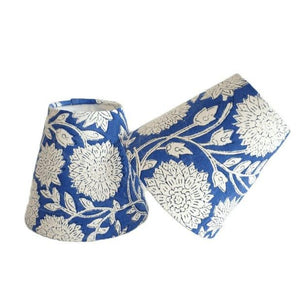 Indian Block Print Candle Shade - Blue