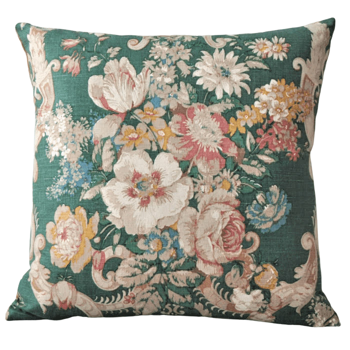 Vintage Floral Cushion Cover In Beautiful Green Sanderson Design